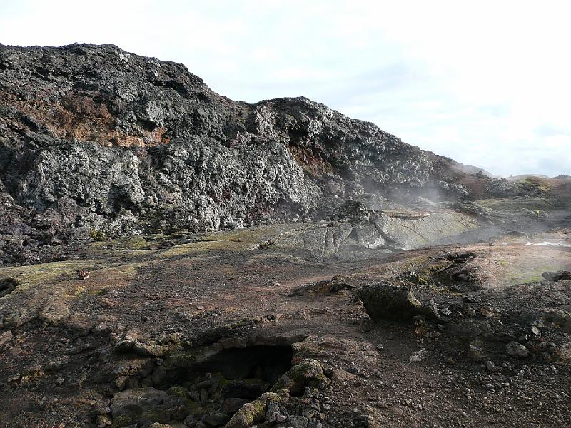 P1040498- Leirhnjukur- coulee de lave de 1984 encore fumante.JPG - Leirhnjukur - coulée de lave de 1984 encore fumante